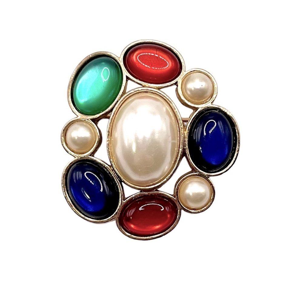 Vintage Avon Gripoix Jeweled Classic Pearl Brooch 1983